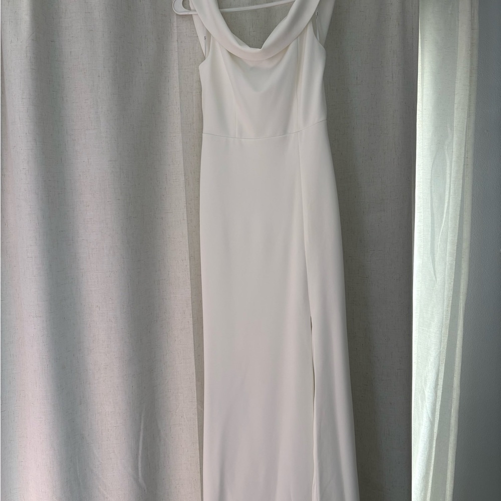 Lulu's White Off the Shoulder Maxi Dress with Side Slit